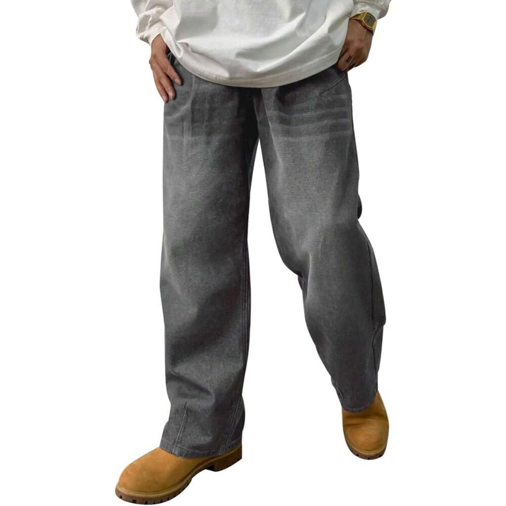 Mens Baggy Jeans Cotton Blend X-Large Wide Leg Retro Casual Streetwear - Picture 3 of 4